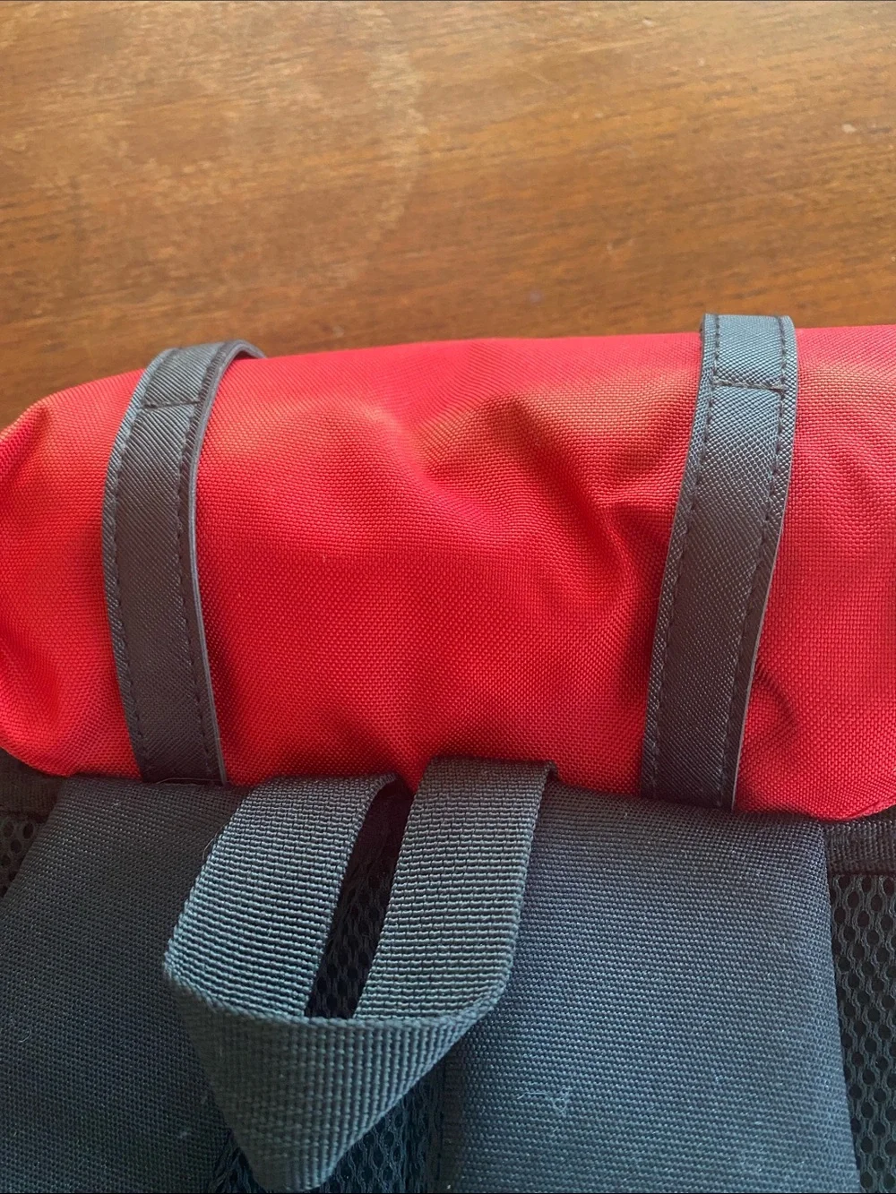 Olympia Activewear Red and Black Canvas Backpack with Front Pocket